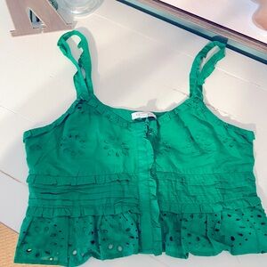 Top Shop top eyelet green. Size 8